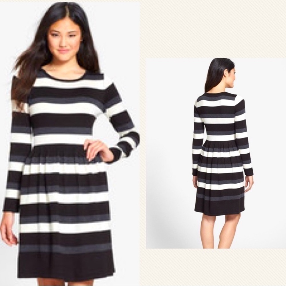 🆕 Vince Camuto Sweater dress black white gray size Large